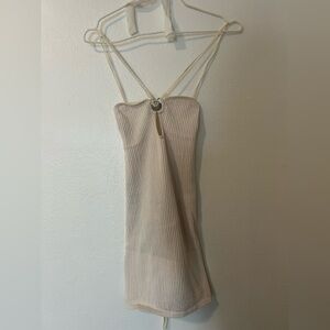 Bershka Cream Strappy Mini Dress